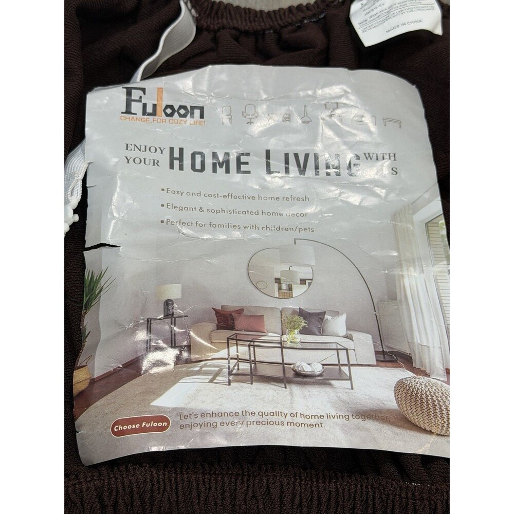 Fuloon Stretch Diamond Bench Cushion Cover Chocolate Brown 16x36 Open Box